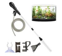 Sifón para pecera, filtro de limpieza de arena, con clip de restricción de flujo, ventosa que se ajusta por debajo de 60 cm, aspiradora de acuario pequeño, para estanque, tortuga, jardín, fuente de