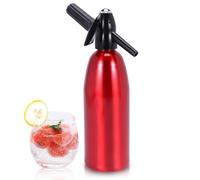 Sifón portátil de aluminio con gas de 1 litro, para hacer agua carbonatada, kit de botella de sifón nostálgico para refrescar cócteles Seltzer, jugos y bebidas gaseosas (rojo)