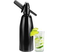 Sifón portátil de aluminio para hacer agua con gas de 1 litro, para bricolaje, kit de botella de sifón nostálgico para refrescar cócteles Seltzer, jugos y bebidas gaseosas (negro)