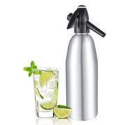 Sifón portátil de refresco de aluminio para el hogar, 1 litro, para hacer agua carbonatada, kit nostálgico de agua con gas para refrescar seltzer, cócteles, jugos y bebidas gaseosas (plata)