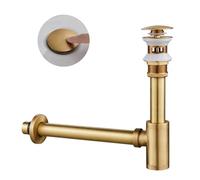 Sifón universal para lavabo y lavabo 1 1/4 x 32 mm, KEOKBON Syphon & Pop Up válvula desagüe con rebosadero desagüe tapón olor apertura de limpieza ajuste perfecto sifón tubular antiguo