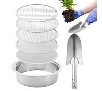 Sifter, Dirt Sifter, Pellet Sifter Garden Colador con 5 pantallas de red intercambiables, tamaño 8 pulgadas de diámetro, juego de palas y ventanas de jardín de 1/3/6/9/12 mm