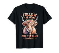 Siga La Palabra No La Manada Christian Western Highland Cow Camiseta