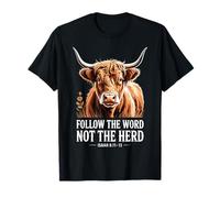 SIGA la Palabra No la Manada Versículo de la Biblia Christian Cow Camiseta