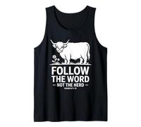 SIGA la Palabra No la Manada Versículo de la Biblia Christian Cow Camiseta sin Mangas
