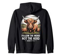 SIGA la Palabra No la Manada Versículo de la Biblia Christian Cow Sudadera con Capucha
