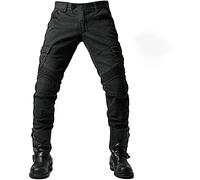 sigaer Pantalones de Motorista para Hombre,Transpirables,Resistentes al Desgaste,con 2 Pares de Protecciones en Cadera y Rodillas,Almohadillas extraíbles(Negro,L)