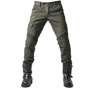 sigaer Pantalones de Motorista para Hombre,Transpirables,Resistentes al Desgaste,con 2 Pares de Protecciones en Cadera y Rodillas,Almohadillas extraíbles(Verde Militar,M)