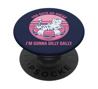 Sigan adelante, voy a Dilly Dally Retro Cat Kitty PopSockets PopGrip Adhesivo