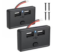 SIGANDG 2 PCS 4.8A 12V/24V Salida USB Carga Rápida Dual Puertos USB para Automóvil,Toma de Corriente de 12 Voltios Panel USB Montaje en Pared Cargador de Coche para Barco, Camión