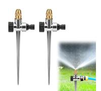SIGANDG 2 Piezas de Metal Aspersor de Césped para el Jardín, Aspersor Automático de Agua de Jardín sobre Base de Pinchos, Rango de Riego Ajustable de 0 a 360 Grados