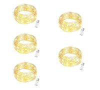 SIGANDG 5 piezas Guirnalda Luces Pilas(Con Temporizador),Luces Plata Alambre Cadenas 3 metros 30 LEDs para Decoración dormitorios, jardines, fiestas, Navidad, Halloween, bodas y más (Blanco Cálido)