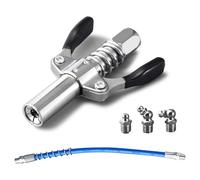 SIGANDG Boquilla Bomba de Engrase G Coupler con Doble asa,3 Especificaciones Diferentes Boquilla de Pistola de Engrase, Compatible con Todos los Tipos M6-M14, Manguera de 30 cm Incluida