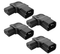 SIGANDG IEC Macho C14 a C13 Hembra,Adaptador de extensión de alimentación Material de PVC para PDU y UPS arroceras, Ordenadores e impresoras(90 Grados hacia la Izquierda)(4 Piezas)