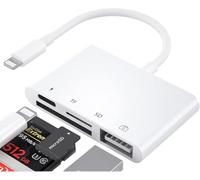 SIGANDG Lector de Tarjetas SD para iPhone, iPad, cámara - 4 en 1 - Adaptador SD/TF, Cable USB USB OTG para iPhone 14 13 12 11