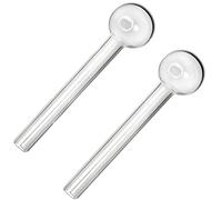Sigato Crafts Pack of 2 Pcs : Oil Pipe : Glass Oil Burner : Clear Thick Glass (2mm) : 4.0" Length
