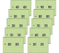 SIGEL 76153 Paquete de 10 talonarios de tickets numerados, 10 x 100 tickets, numeración continua del 1 al 1000, 10,5 x 5,3 cm, papel reciclado, fichas, tickets de comida, números de guardarropa, verde