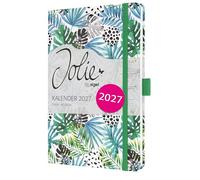 SIGEL 7J355 Agenda semanal Jolie 2027-1 año - aprox. A5 - Green Jungle Fever - dos páginas = una semana - tapa dura - 80 g/m² - verde/azul claro - 174 p. - certificación FSC