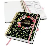 SIGEL Agenda diaria Jolie sin fecha A5 tapa dura | JP200, agenda espiral, Flower Love, 120 g/m², 240 p, negro/verde/rosa