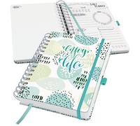 SIGEL Agenda diaria Jolie sin fecha A5 tapa dura | JP201, agenda espiral, Mint Inspiration, 120 g/m², 240 p, blanco/menta/gris