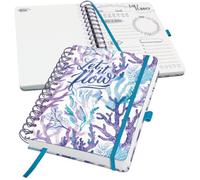 SIGEL Agenda diaria Jolie sin fecha A5 tapa dura | JP204, agenda espiral, Underwater Miracles, 120 g/m², 240 p, morado/turquesa/azul petróleo