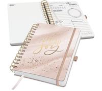 SIGEL Agenda diaria Jolie sin fecha A5 tapa dura | JP205, agenda espiral, Glittery Joy, 120 g/m², 240 p, rosa/gris