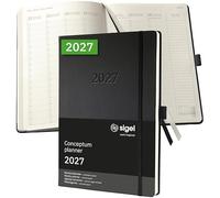 SIGEL Agenda semanal Conceptum 2027 A4+ tapa dura | C2718, vertical, negro, para una planificación clara de citas, tareas y notas