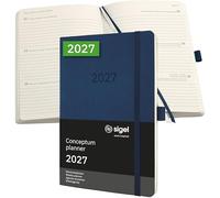 SIGEL Agenda semanal Conceptum 2027 A5 tapa blanda | C2732, azul oscuro, para una planificación clara de citas, tareas y notas