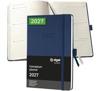 SIGEL Agenda semanal Conceptum 2027 A5 tapa dura | C2762, azul oscuro, para una planificación clara de citas, tareas y notas