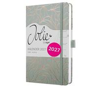 SIGEL agenda semanal Jolie 2027 A5, tapa dura | 7J365, calendario, planificador, organizador, certificado FSC, verde menta, cobre