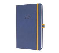SIGEL Agenda semanal Linescape 2027 A5 con tapa dura | L2702, en inglés, azul/amarillo, disposición vertical, certificado FSC