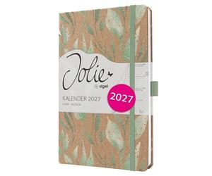 SIGEL Agenda settimanale Jolie 2027 A5 copertina rigida | 7J803, calendario, planner, organizer, certificato FSC, oro, marrone, verde menta