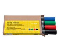 SIGEL BA010 Rotulador de pizarra - borrado en seco o húmedo - negro, azul, rojo, verde - punta redonda 2-3 mm - 4 und. - para pizarras magnéticas de vidrio blanco, pizarras blancas y rotafolios