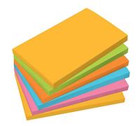 SIGEL BA127 Notas adhesivas para pizarras meet up y Artverum, lote de 5 colores (amarillo, verde, naranja, rosa, azul), 80% de superficie adherente, 12,5x7,5 cm, 6 blocs de 100 hojas c/u.