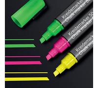 SIGEL BA182 Juego de 3 rotuladores de tiza líquida 50, borrables. Puntas biseladas 1-5 mm, rosa/verde/amarillo
