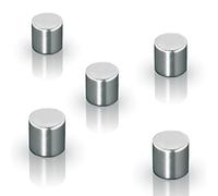 SIGEL BA700 Juego de 5 imanes cilíndricos, neodimio N42, para pizarras magnéticas, Ø 1 x 1 cm, plateado
