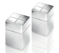 SIGEL BA707 Juego de 2 imanes cuadrados, neodimio N50, para pizarras magnéticas, 2x3x2 cm, plateado