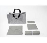 SIGEL BAB01 Paquete básico de accesorios para bolso L gris claro - 1x bolsa de escritorio compartido, 1x funda para portátil, 1x set de organizador de bolso, 1x vade de sobremesa