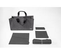 SIGEL BAB02 Paquete básico de accesorios para bolso L - gris oscuro - 1x bolsa de escritorio compartido, 1x funda para portátil, 1x set de organizador de bolso, 1x vade de sobremesa