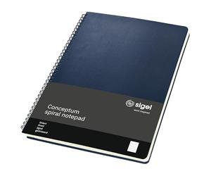 SIGEL Bloc de notas con espiral Conceptum A4 de tapa dura | CO825, azul medianoche, rayado, ideal como diario personal, bullet journal, libro de ideas o cuaderno de escritura