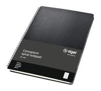 Sigel Bloc de notas con espiral Conceptum A4 de tapa dura | CO840, cuadriculado, con separadores extraíbles, negro, diario personal, bullet journal, libro de ideas o de escritura