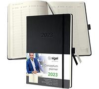 SIGEL C2318 Agenda semanal Conceptum 2023 - diseño vertical - A4+ - negro - hardcover - dos páginas = una semana - 192 S.