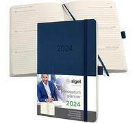 SIGEL C2432 Conceptum Agenda semanal 2024, aprox. A5, azul oscuro, tapa blanda, dos páginas = una semana, 192 páginas