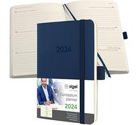 SIGEL C2433 Conceptum Agenda semanal 2024, aprox. A6, azul oscuro, tapa blanda, dos páginas = una semana, 176 páginas
