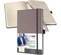 SIGEL C2451 Conceptum Agenda semanal 2024, diseño Casual, 13,5 x 20,3 cm, tapa dura, 192 páginas, taupe
