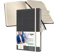 SIGEL C2457 Conceptum Agenda semanal 2024, diseño Casual, 13,5 x 20,3 cm, tapa dura, 192 páginas, gris, blanco