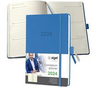 SIGEL C2468 Conceptum Agenda semanal 2024, aprox. A5, azul, tapa dura, dos páginas = una semana, 192 páginas