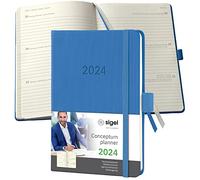 SIGEL C2469 Conceptum Agenda semanal 2024, aprox. A6, azul, tapa dura, dos páginas = una semana, 176 páginas