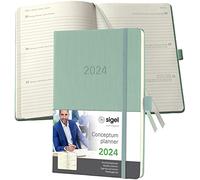 SIGEL C2472 Conceptum Agenda semanal 2024, aprox. A5, verde, tapa dura, dos páginas = una semana, 192 páginas