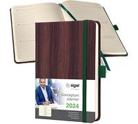 SIGEL C2477 Conceptum Agenda semanal 2024, aprox. A6, aprox. A6, braun, tapa dura, dos páginas = una semana, 176 páginas
